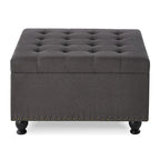 Large Square Storage Ottoman Upholstered Button Tufted Coffee Table - 30 W x 30 D x 18 H.