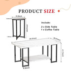 Grondin Modern Style 3-Piece Coffee Table Set with 2 End Table, Living Room Table Set of 3 with Faux Marble Tabletop