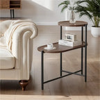 2-tier Modern Round End Table with Wood Storage Shelf