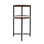 2-tier Modern Round End Table with Wood Storage Shelf