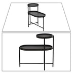 Minimalist Design Two-Tier Side Table with Adjustable Foot Pads, Black
