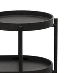 Minimalist Design Two-Tier Side Table with Adjustable Foot Pads, Black