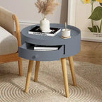 Modern Coffee Table with Drawer, Bedside Table, Sofa Side Table, Oak Table Legs, Suitable for Living Room and Bedroom