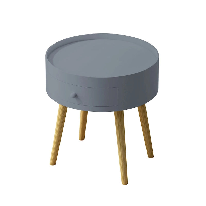 Modern Coffee Table with Drawer, Bedside Table, Sofa Side Table, Oak Table Legs, Suitable for Living Room and Bedroom