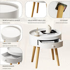 Modern Coffee Table with Drawer, Bedside Table, Sofa Side Table, Oak Table Legs, Suitable for Living Room and Bedroom