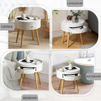 Modern Coffee Table with Drawer, Bedside Table, Sofa Side Table, Oak Table Legs, Suitable for Living Room and Bedroom