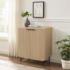 Modern Scandi Fluted-Door Storage Console for Living Room, Bedroom and Office - Coastal Oak