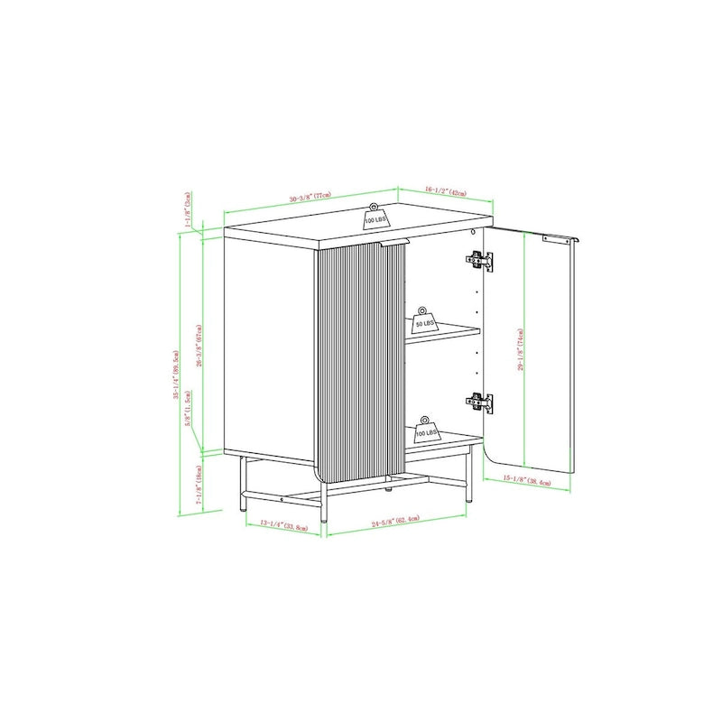 Modern Scandi Fluted-Door Storage Console for Living Room, Bedroom and Office - Coastal Oak