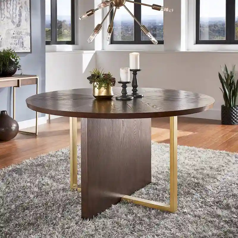 Andrea Espresso 54-inch Round Dining Table by iNSPIRE Q Modern - 54  Round Dining Table