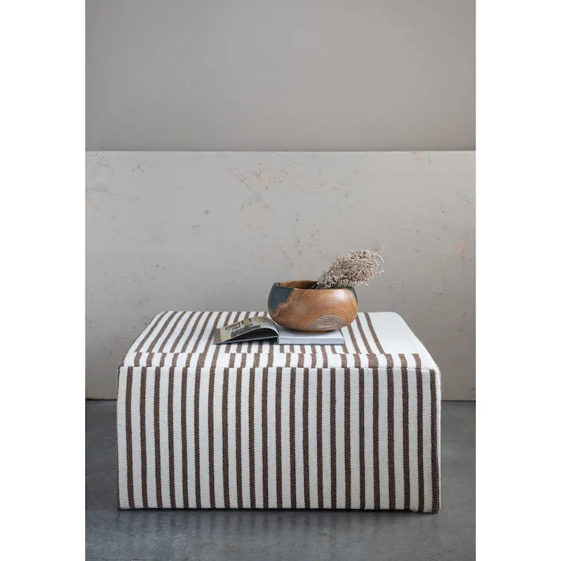 Wool Kilim Upholstered Coffee Table Ottoman