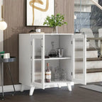 Modern Storage Cabinet with 2 Glass Doors and Adjustable Shelf