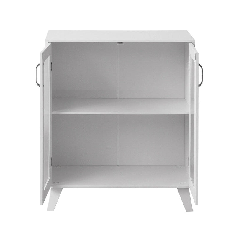 Modern Storage Cabinet with 2 Glass Doors and Adjustable Shelf