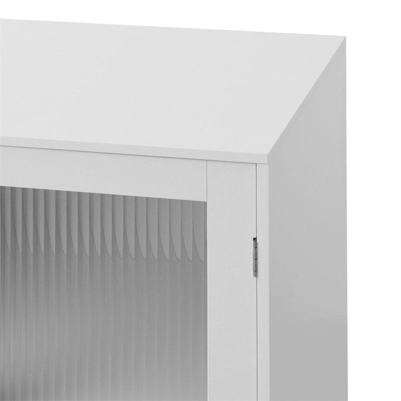 Modern Storage Cabinet with 2 Glass Doors and Adjustable Shelf
