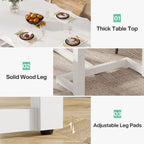 63-Inch Rectangular Dining Table with Solid Wood Leg and Thick Table Top for 4-6 People