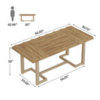 63-Inch Rectangular Dining Table with Solid Wood Leg and Thick Table Top for 4-6 People