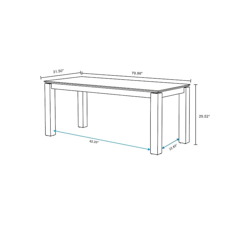 Manhattan Comfort Rockaway Modern 70.86 Solid Wood Dining Table