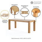 Manhattan Comfort Rockaway Modern 70.86 Solid Wood Dining Table