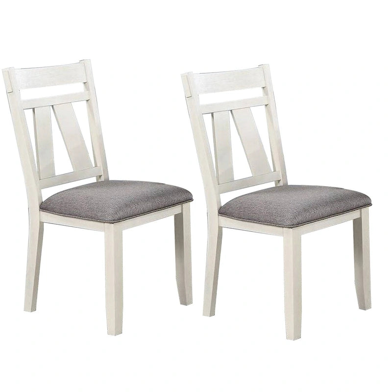Lexi 24 Inch Classic Dining Side Chair, Padded Seat, Set of 2, Gray, White