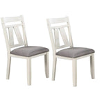 Lexi 24 Inch Classic Dining Side Chair, Padded Seat, Set of 2, Gray, White