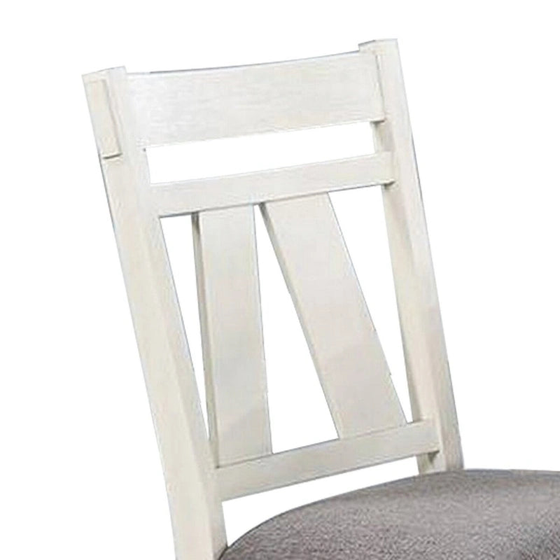 Lexi 24 Inch Classic Dining Side Chair, Padded Seat, Set of 2, Gray, White