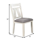 Lexi 24 Inch Classic Dining Side Chair, Padded Seat, Set of 2, Gray, White