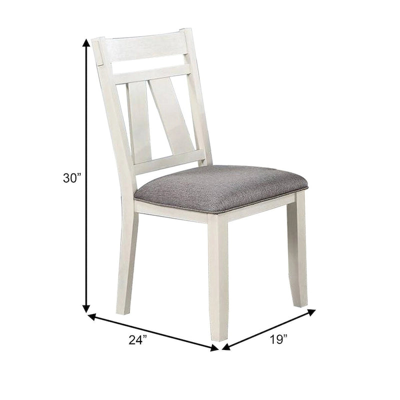 Lexi 24 Inch Classic Dining Side Chair, Padded Seat, Set of 2, Gray, White
