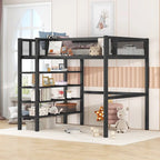 Twin Loft Bed with Four Shelves