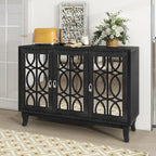 3 Door Mirrored Buffet Cabinet with Silver Handle for Living room and Dining