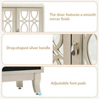 3 Door Mirrored Buffet Cabinet with Silver Handle for Living room and Dining
