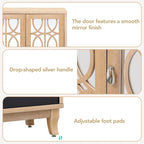 3 Door Mirrored Buffet Cabinet with Silver Handle for Living room and Dining