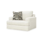 Henly 51 Inch Accent Chair, 1 Pillow, Oversized Loose Seat, White Polyester