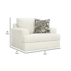 Henly 51 Inch Accent Chair, 1 Pillow, Oversized Loose Seat, White Polyester