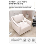Roomfitters 360 Degree Swivel Armchair with Ergonomic Design and Brass Nail Decoration, White