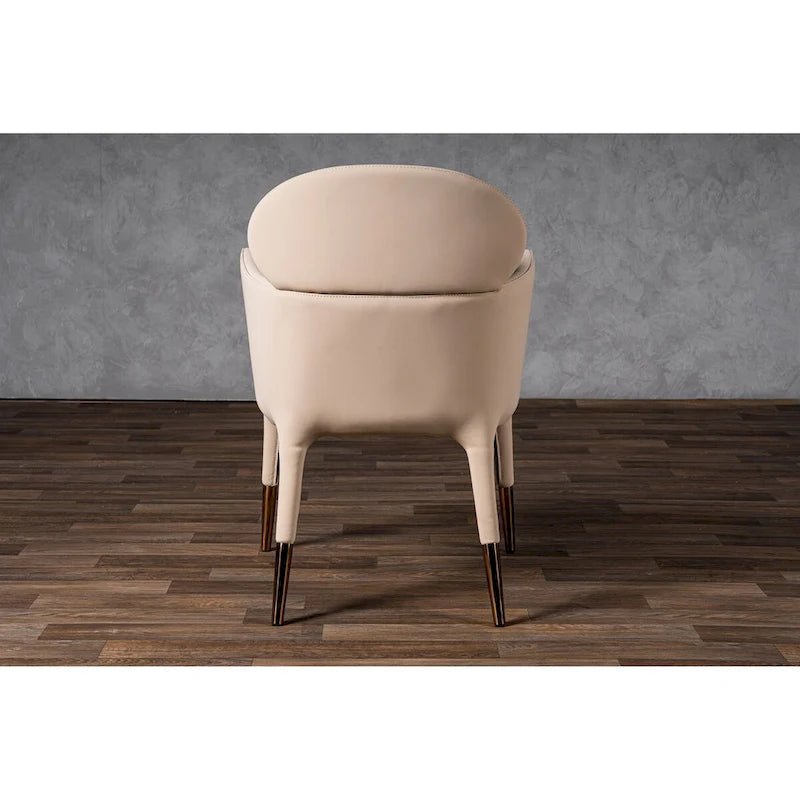 Modrest Shannon Modern Beige Vegan Leather & Rosegold Dining Chair