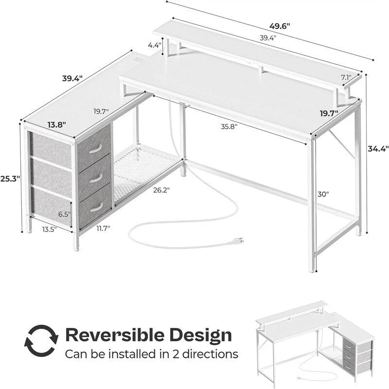 Reversible L Shaped Computer Desk