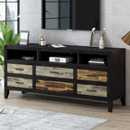 Retro Distressed Wooden TV Stand for TVs up to 65 Inches, Entertainment Center Media Console with 6 Drawers and 3 Shelves