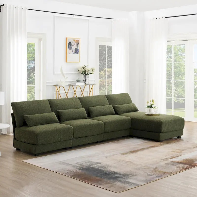 L-shaped Fabric Sectional Sofa with Reversible Chaise