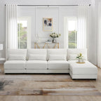 L-shaped Fabric Sectional Sofa with Reversible Chaise