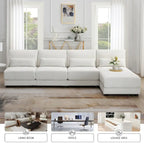 L-shaped Fabric Sectional Sofa with Reversible Chaise