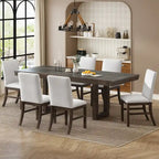 7-Piece 72  Extendable Dining Table Set w/ Butterfly Leaf and 6 Chairs