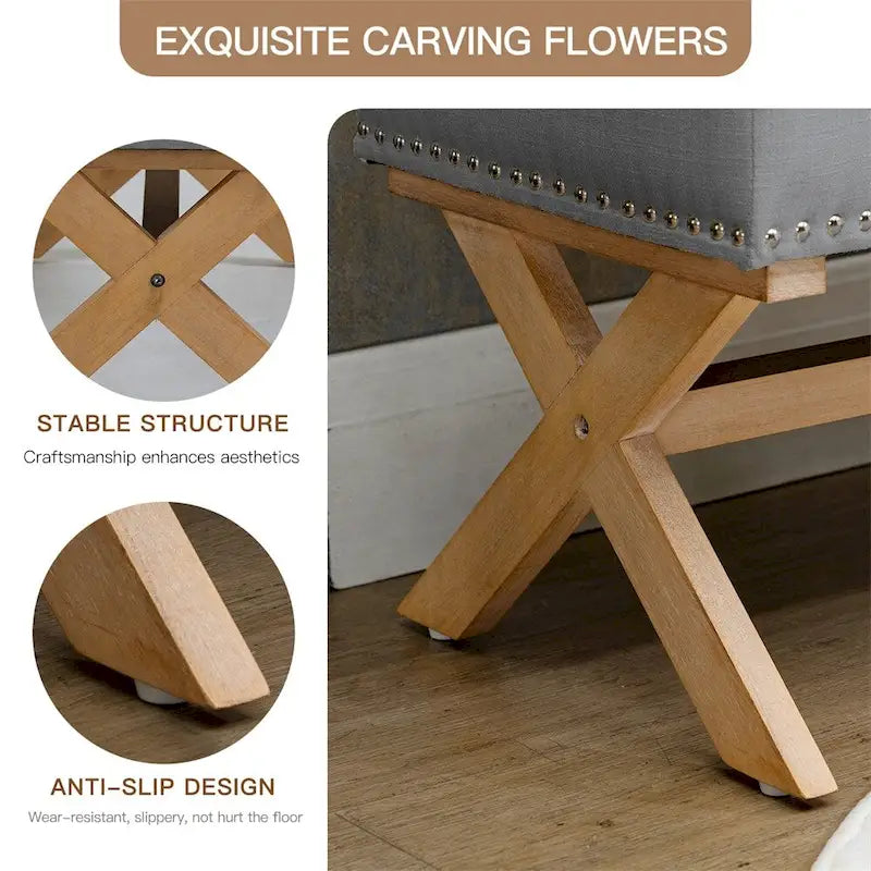 35 Inch Storage Ottoman,Button-Tufted Ottoman Linen Storage Bench