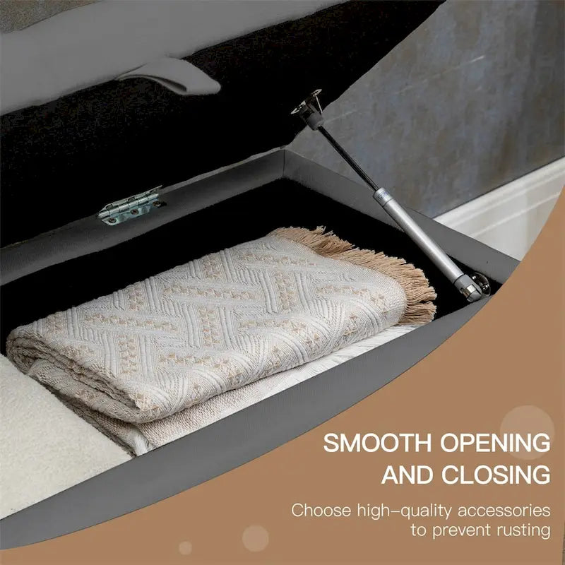 35 Inch Storage Ottoman,Button-Tufted Ottoman Linen Storage Bench