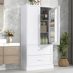64  Tall Bathroom Storage Cabinet with Two Doors, Drawers