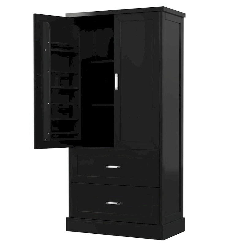 64  Tall Bathroom Storage Cabinet with Two Doors, Drawers