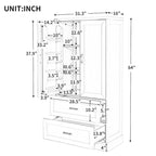 64  Tall Bathroom Storage Cabinet with Two Doors, Drawers