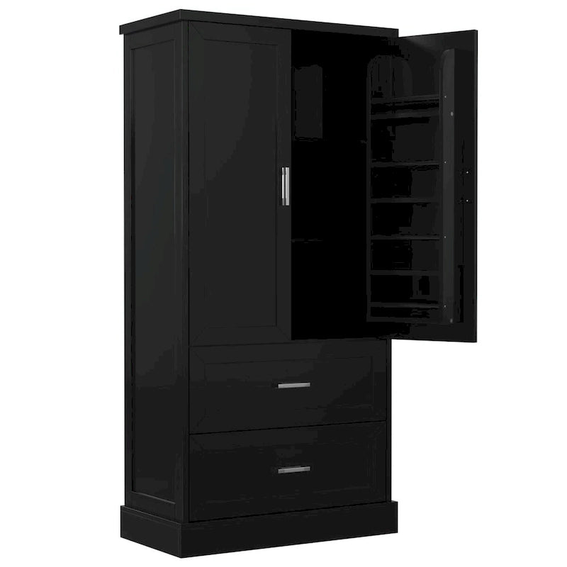 64  Tall Bathroom Storage Cabinet with Two Doors, Drawers