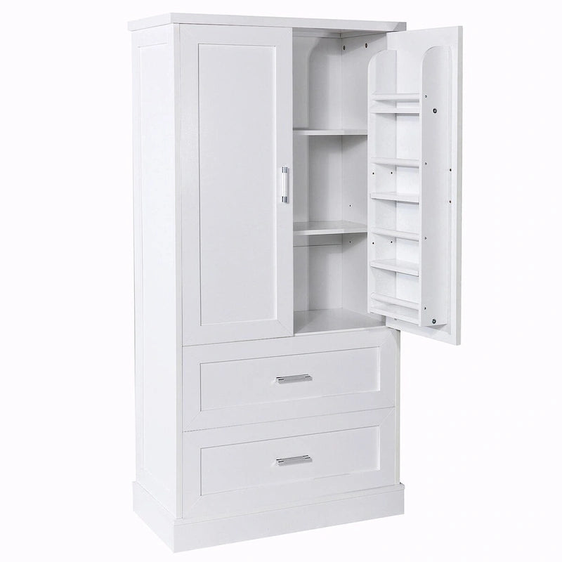 64  Tall Bathroom Storage Cabinet with Two Doors, Drawers