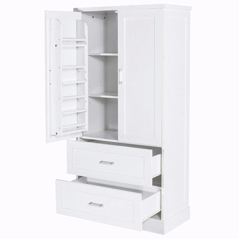 64  Tall Bathroom Storage Cabinet with Two Doors, Drawers