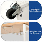 Rolling Kitchen Island Cart With Storage Shelf and Power Outlet