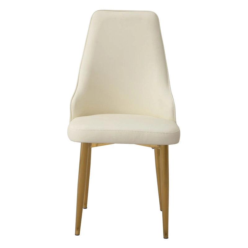 Dining Chair with PU Leather White strong metal legs for Living Room Dining Room Reception Room (Set of 2)